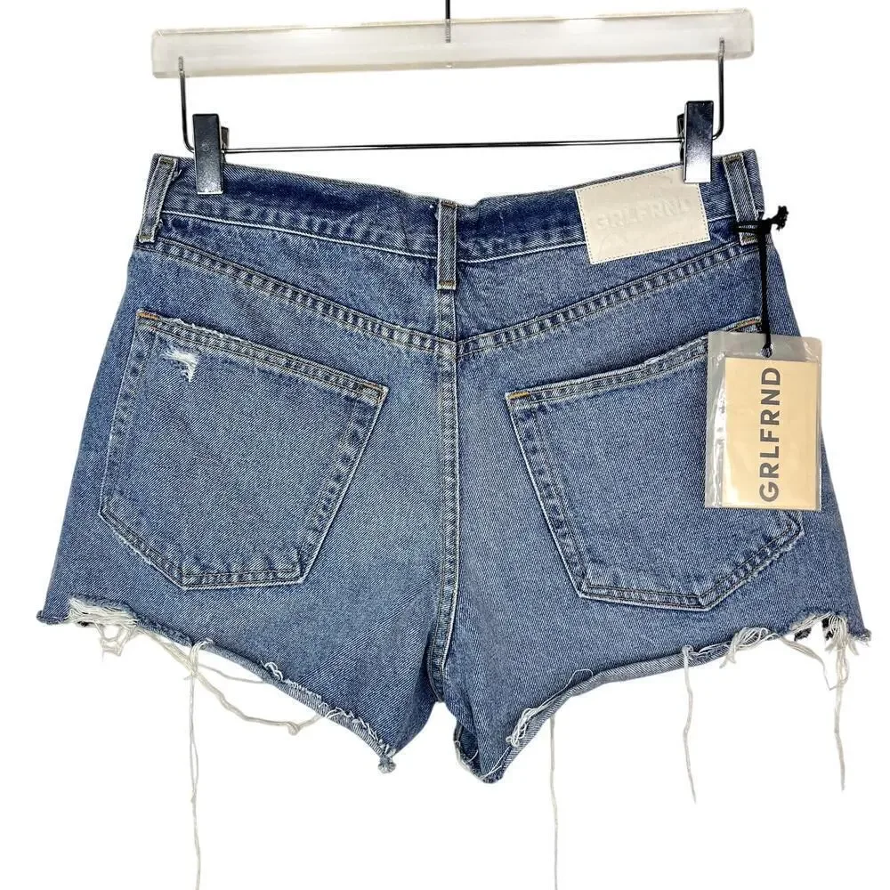 GRLDFRND The Hayden Low Rise Boyfriend Short Cutoff Denim Jean Distressed 26